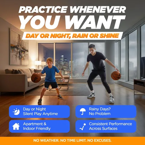 Miniatura 4 de YGA Silent Basketball Size 7 (29.5"): Grooved Airless Indoor Basketball with Upgraded 95% Bounce - Ultra Quiet Basketball for Dribbling Indoor
