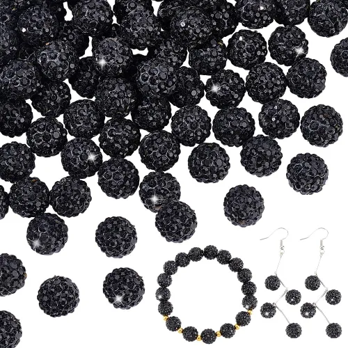 Miniatura 14 de Pandahall - Bolas de arcilla de 10 mm, tipo discoteca con 100 unidades, cuentas de polímero de arcilla con diamantes de imitación, creaciones Azul