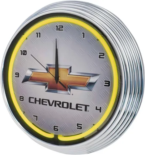 GM Chevrolet Reloj de neón amarillo