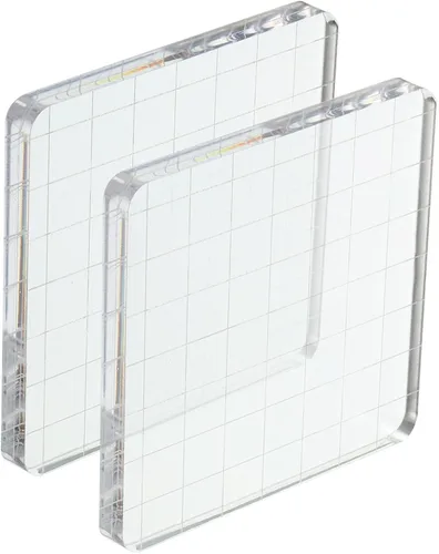 Miniatura 18 de PATIKIL Bloque de sello acrílico de 2 x 2 pulgadas, paquete de 2 bloques de estampado transparentes con líneas de cuadrícula, bloques de montaje
