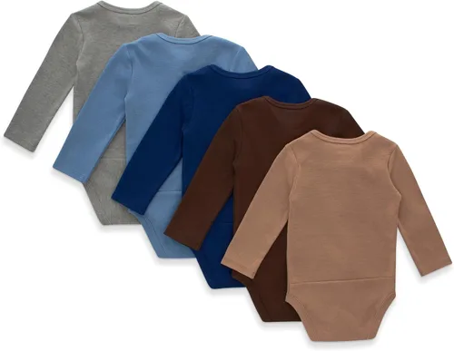 Miniatura 2 de Hanes Baby Long Sleeve Bodysuit, Ultimate Flexy Bodysuits Boys & Girls, 5-Pack