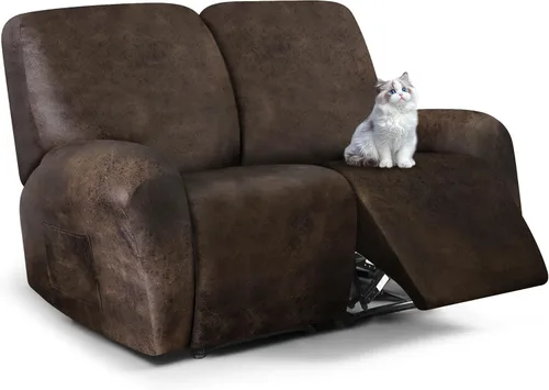 Miniatura 34 de ANARACHON Fundas para sillas reclinables con aspecto de cuero, funda elástica de 4 piezas, funda suave para silla reclinable, protector de muebles