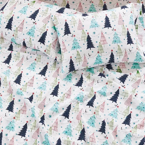 Miniatura 5 de Levtex Home Merry & Bright Collection - Juego de sábanas tamaño individual White Pine, sábana superior (66 x 96 pulgadas), sábana bajera