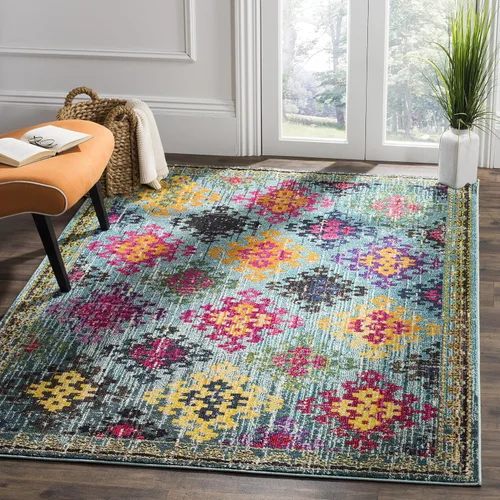 Miniatura 21 de SAFAVIEH Monaco Collection - Alfombra para pasillo, 2.2 x 6 pies, diseño bohemio de enrejado de diamantes, no desprende pelusa y de fácil cuidado