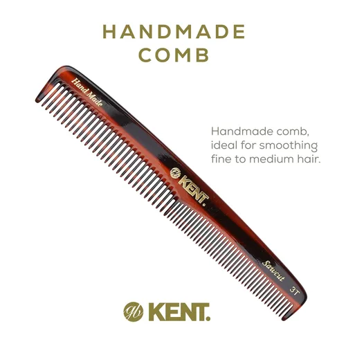 Miniatura 3 de Kent Peine 3T de doble diente de 6.5 pulgadas, peine de aseo de dientes finos y anchos para cabello, barba, bigote, estilo grueso y fino