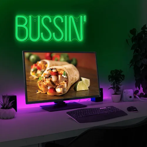 Miniatura 3 de Lumoonosity Letrero de neón Bussin - Luces de neón led de Meme Bussin para jugadores/streamers/influencers – Letras de neón verdes modernas
