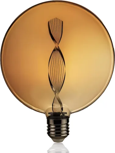 Bombilla LED decorativa, redonda, 2200 K cálida, base E26 de 1.5 W (no regulable), bombillas de vidrio ámbar, bombillas espirales únicas, ambiente