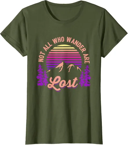 Miniatura 100 de Not All Who Wander Are Lost Vintage Mountains - Camiseta de senderismo, Negro, S