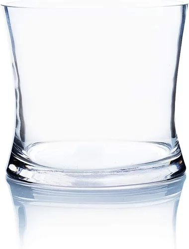 Jarrón único de ramo WGV, 5.5" de ancho, 5" de alto, vidrio transparente corto huracán cóncavo para flores, portavelas para eventos de boda y