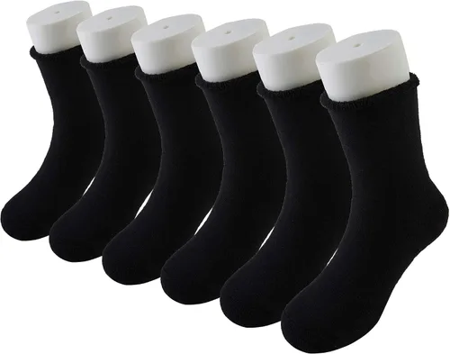 Miniatura 7 de VWU - Medias de altura media con antideslizante, de algodón grueso y cálido, unisex, talla 0-6T, paquete de 6 pares