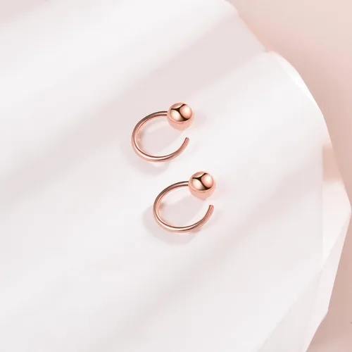 Miniatura 4 de Aretes de medio aro, aretes de aro pequeños de plata de ley 925 de bola, barra, estrella, luna, corazón, cruz, punto, triángulo, aretes