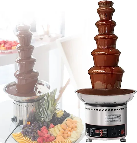 Miniatura 10 de Fuente de chocolate de 4/5/6/7 niveles, máquina de fuente de fondue de chocolate de acero inoxidable comercial para fiestas, bodas, restaurantes