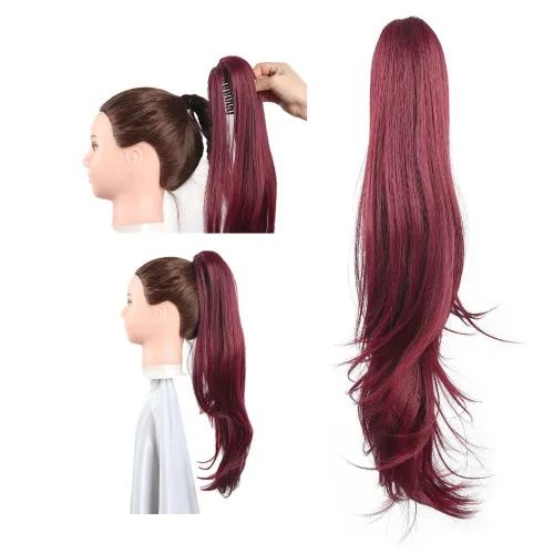 Miniatura 281 de Extensiones de cola de caballo de cabello rubio, extensiones de cola de caballo para mujer, pinza de extensiones de cabello rizado de 12 pulgadas