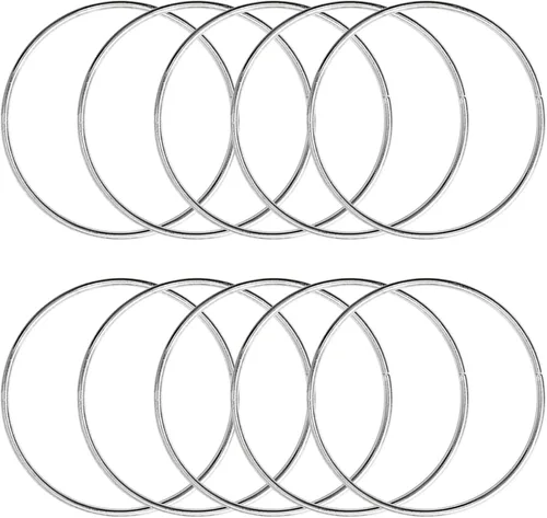 10 anillos de metal de 2 pulgadas para manualidades, aros de plata, anillos florales de macramé, para manualidades, suministros de atrapasueños
