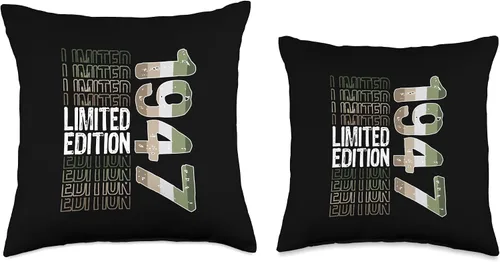 Miniatura 3 de Limited Edition Vintage 1947 Retro Birthday Throw Pillow