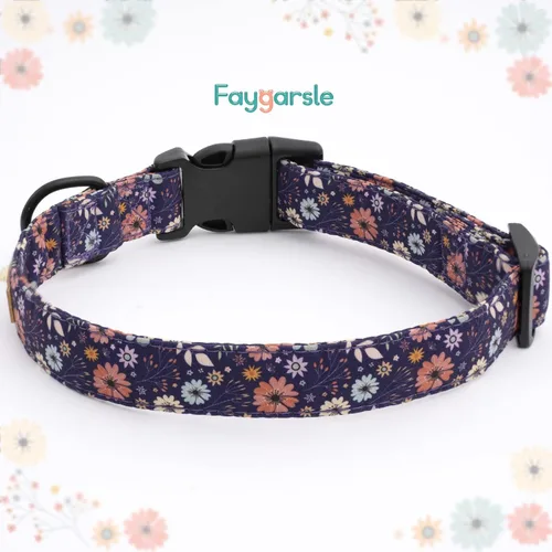 Miniatura 2 de Faygarsle Collar de Perro Floral para Niñas y Perras Hembras Collar de Mascota Suave y Elegante con Diseño de Flores Collar de Perro Morado Ideal