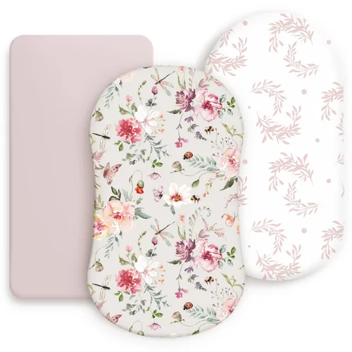 Miniatura 27 de GRSSDER Juego de 2 sábanas ajustables elásticas ultra suaves para moisés, ajuste universal para moisés, colchón rectangular ovalado, elegantes Marrón