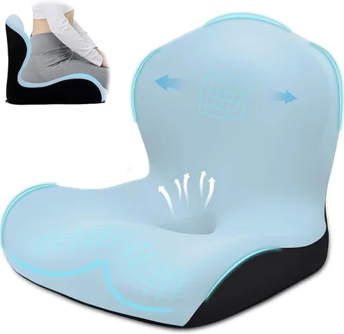 Miniatura 13 de Cojín de asiento para silla de oficina y automóvil, cojines ergonómicos en forma de L, cojín de espuma viscoelástica, almohada de apoyo lumbar