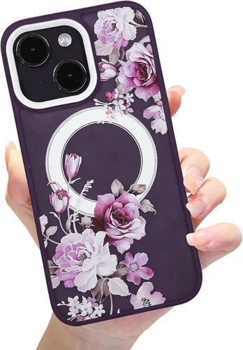 Miniatura 51 de Compatible con el teléfono 13 Pro - Funda magnética mate translúcida, de lujo, a prueba de golpes, magnética y con bonito patrón de flores, carcasa