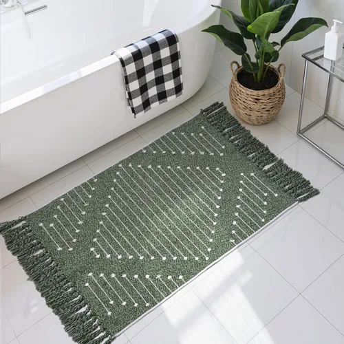Miniatura 25 de LIVEBOX - Alfombra boho negra de 5 x 7 pies, grande y lavable para sala de estar, alfombra de algodón marroquí para dormitorio, interior y exterior