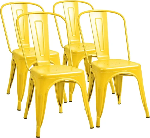 Miniatura 10 de Furmax Silla de comedor de metal para uso en interiores y exteriores, apilable, clásica, Trattoria, elegante, comedor, bistró, cafetería, sillas