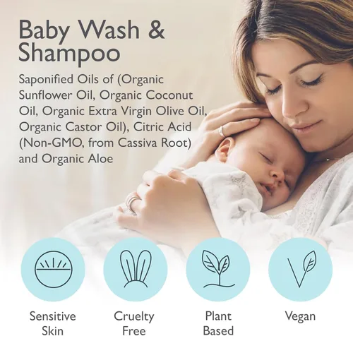 Miniatura 4 de SoCal Suds & Company Champú orgánico para bebés y gel de baño - Jabón de Castilla 2 en 1, hipoalergénico, piel sensible, jabón natural, champú