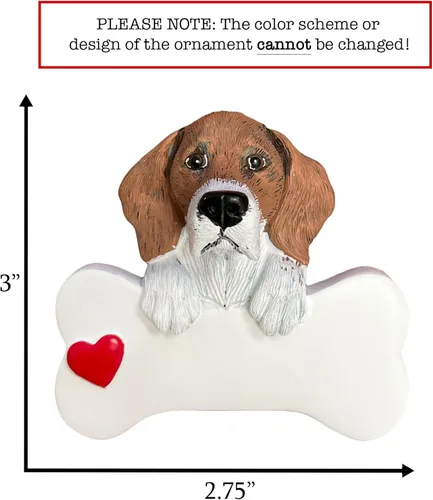 Miniatura 2 de Adorno de Navidad personalizado Beagle 2026 Raza de perro con hueso y corazón decoración de árbol de Navidad – Regalo único de recuerdo de Navidad