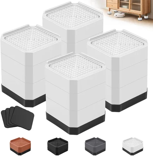 Miniatura 10 de Elevadores de cama para muebles – Elevador de bloque rectangular ajustable para elevar 1.5-3 pulgadas y 4.3 pulgadas camas, mesas, sofás