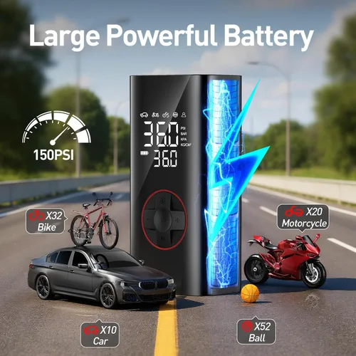 Miniatura 2 de Inflador de Neumáticos Compresor de Aire Portátil - Bomba de Aire Inalámbrica de 150PSI para Neumáticos de Coche, Inflador de Neumáticos Portátil
