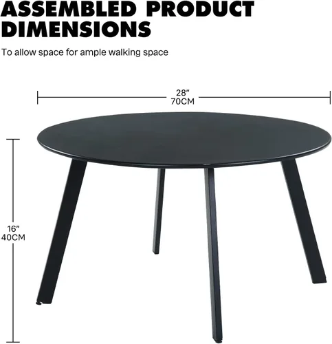 Miniatura 3 de Mesa redonda para café de acero Grand Patio para patio, mesa auxiliar grande resistente a la intemperie para exteriores, color negro