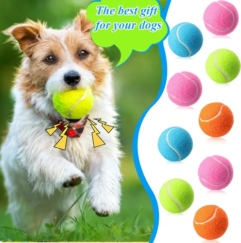 Miniatura 4 de Skylety 40 pelotas de tenis chirriantes de 2.5 pulgadas a granel para perros, pelotas de tenis flotantes, suministros de juego para perros, juguetes