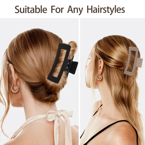 Miniatura 4 de Pinzas para el cabello XL de 5 pulgadas, pinzas cuadradas antideslizantes de gran tamaño para cabello grueso y largo rizado, 6 colores, juego