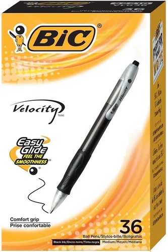 Miniatura 7 de BIC Velocity - Bolígrafo retráctil, punta media (0.039 pulgadas), negro, 36