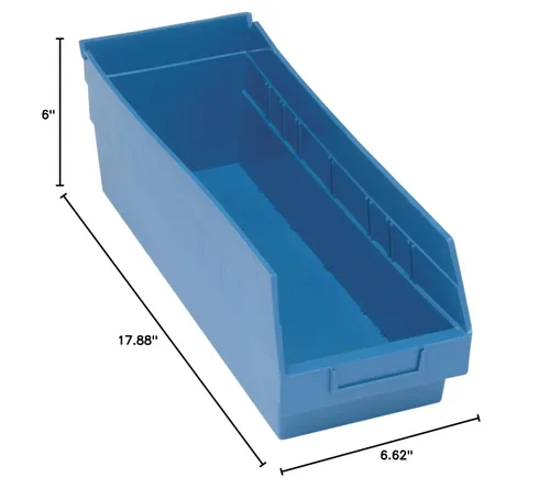 Miniatura 2 de Quantum Storage QSB204BL - Paquete de 20 contenedores de almacenamiento de plástico colgantes de 6 pulgadas, 17-7/8 pulgadas x 6-5/8 x 6 pulgadas