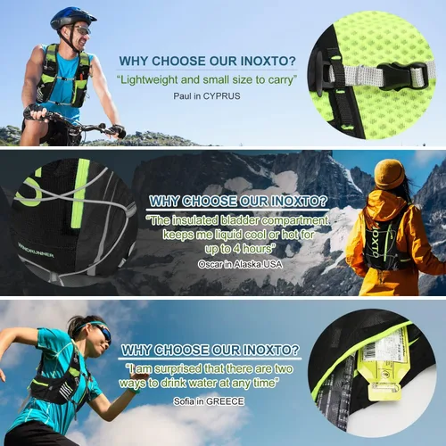 Miniatura 5 de INOXTO Hydration Vest Backpack,Lightweight Water Running Vest Pack with 1.5L Water Bladder Bag Daypack for Hiking Trail Running Cycling Race