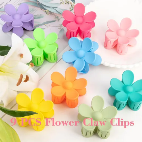 Miniatura 3 de Pinzas para el cabello de flores para mujer, 9 pinzas mate con agarre fuerte para cabello grueso y fino, antideslizantes, 9 estilos