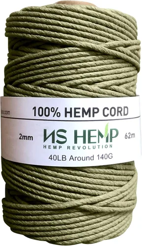 Miniatura 3 de [NS HEMP ] Cuerda de cáñamo 100% de cáñamo de 0.079 pulgadas, 205 pies, envolviendo panaderos para cocinar manualidades, cordel de cocina