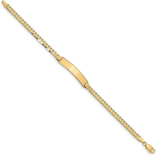 Miniatura 2 de Pulsera de identificación de eslabones cubanos planos de oro amarillo de 14 quilates con cierre seguro de langosta (0.217in), Oro