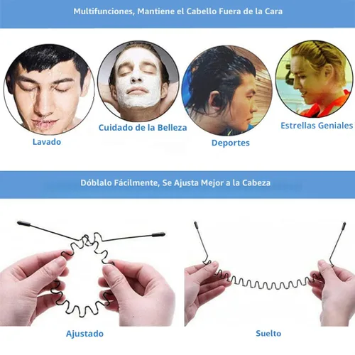 Miniatura 5 de bodbop Banda de metal para el pelo para hombres diadema para mujeres bandas unisex negras onduladas de resorte deportes al aire libre diademas