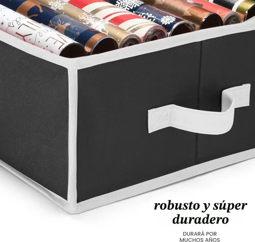 Miniatura 6 de Organizador de papel de regalo de alta calidad, soporte para papel de regalo con bolsillos adicionales para decoraciones navideñas, asas reforzadas