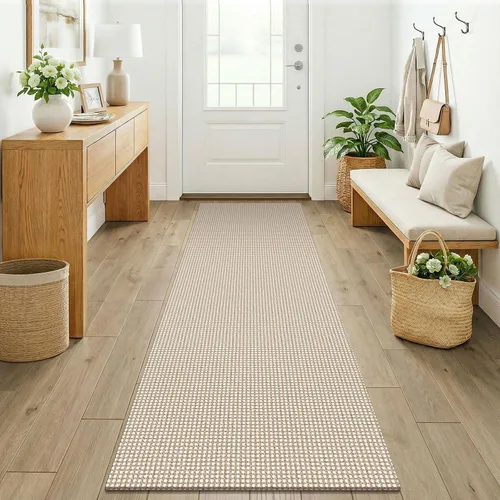 Miniatura 245 de KOZYFLY - Tapetes para entrada, lavable, tejido, con respaldo de goma antideslizante, de algodón, interiores, cocina, entrada, vestíbulo y puerta