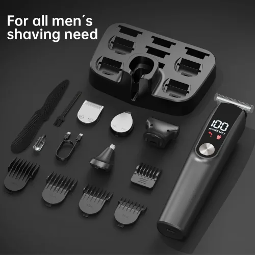 Miniatura 6 de Cortadora de barba para hombres, maquinilla de afeitar eléctrica para nariz, cuerpo, cara y bigote, cortapelos de peluquería 5 en 1, afeitadoras