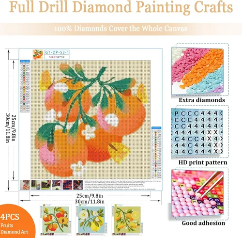 Miniatura 2 de Gamteldot 4 piezas de kits de arte de diamante de frutas para adultos - kits de pintura de diamante 5D con herramientas completas de bricolaje