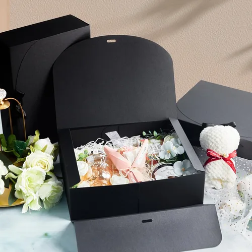 Miniatura 3 de Kucoele 15 cajas de regalo con tapas, 10.6 x 7.8 x 3.1 pulgadas, cajas de regalo de dama de honor, cajas negras de propuesta con cintas para bodas