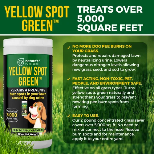 Miniatura 6 de Yellow Spot Green™ Cura quemaduras de orina y previene manchas amarillas en tu jardín. Neutralizador de orina de perro para céspedes. Repara