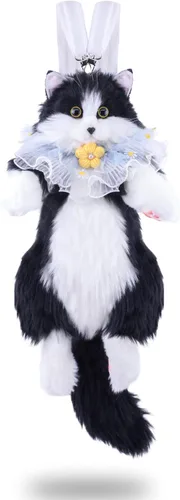 Chongker Mochila de peluche realista de gato Bolso de animales para niños, mochila de animales de peluche linda y suave con correas ajustables,