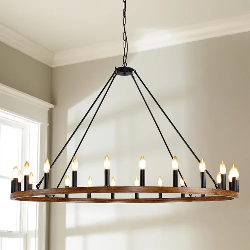 Miniatura 9 de Candelabro de 12 luces de plata con rueda de vagón, candelabros de granja para comedor, lámpara de iluminación rústica para entrada, candelabros