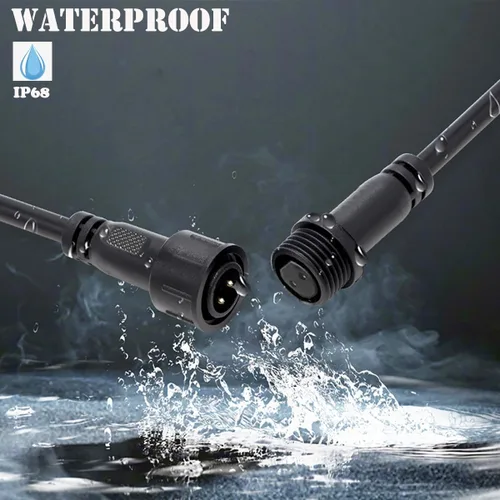 Miniatura 2 de Conector impermeable de 2 cables, conector LED macho hembra de 2 pines, con cable de extensión IP68 de 16 AWG de 7.9 in para automóvil, barco