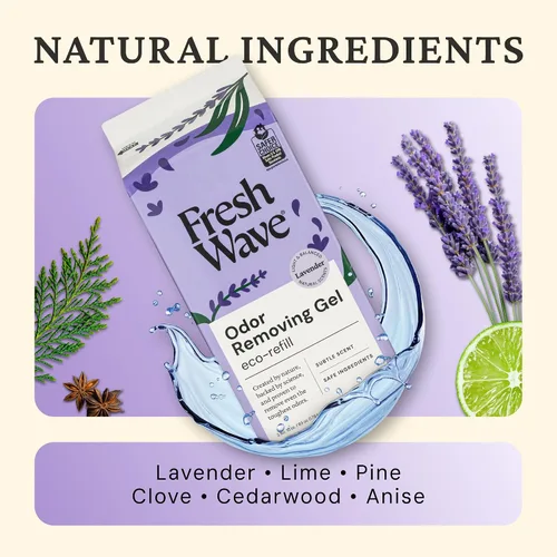 Miniatura 8 de Fresh Wave Recambio de gel eliminador de olores de lavanda, 63 onzas. Absorbedores de olores más seguros para el hogar, eliminador de olores natural