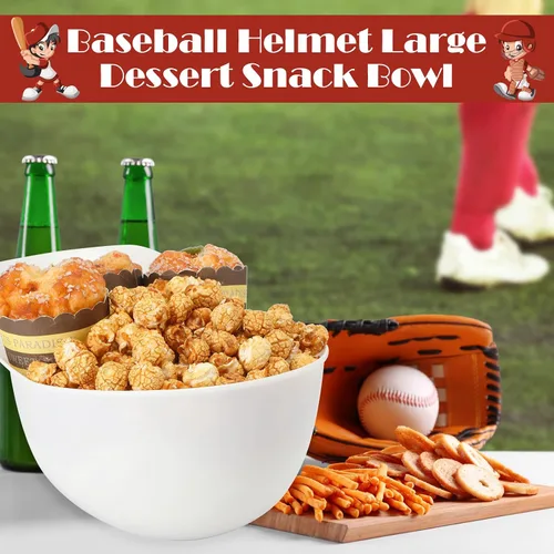 Miniatura 3 de Tanlade Casco de béisbol de plástico grande de 72 onzas, cuencos de béisbol, cuencos para aperitivos, helado, postre para trabajadores de Blanco
